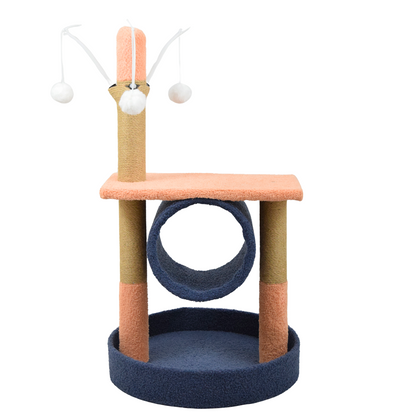 FurryLiving Canyon Multi Level Cat Tree with Tunnel, Toys and Scratching Post for Cats and Kittens