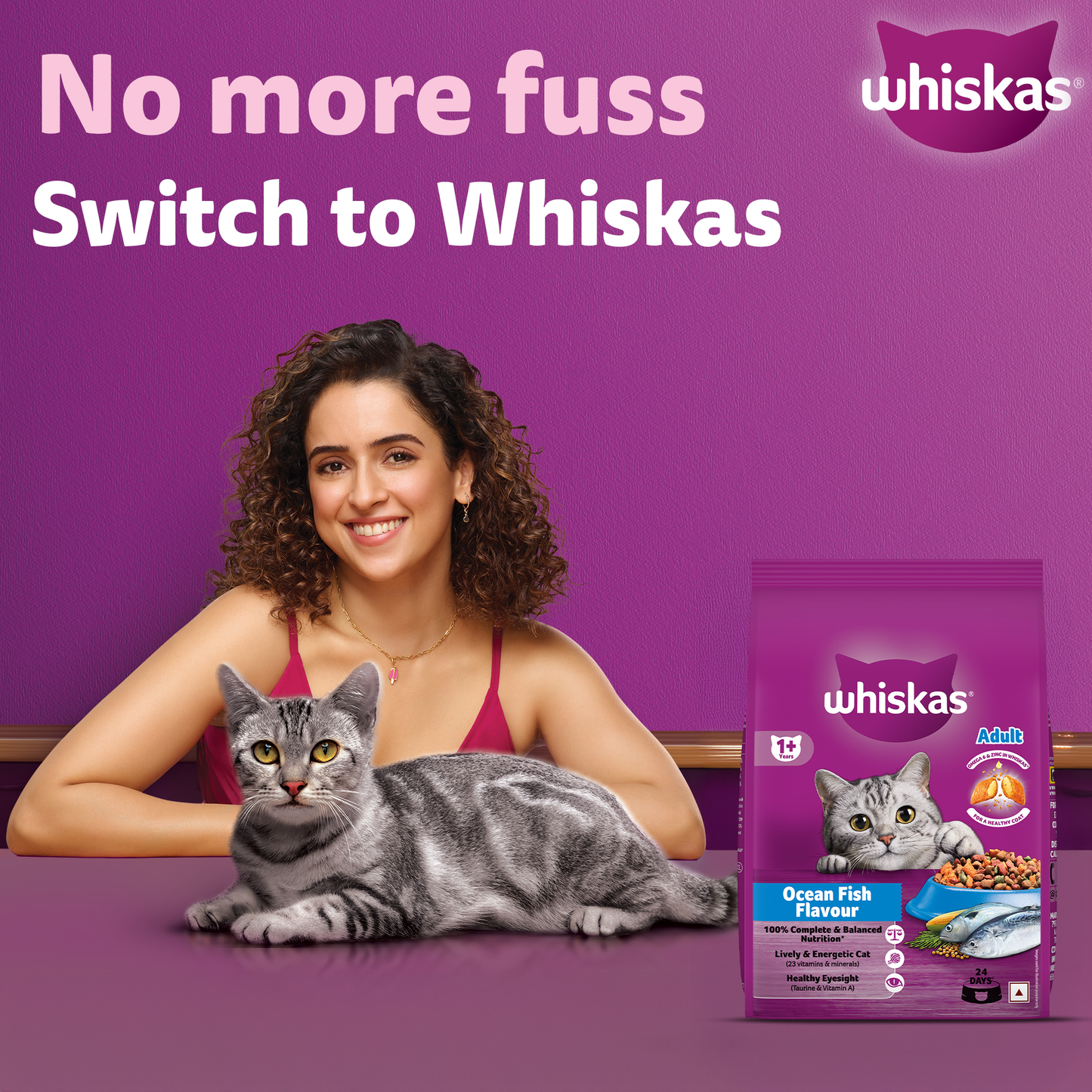 Whiskas Ocean Fish Flavour Dry Food & Petkit Freshelement Solo Automatic 2.4G WiFi Food Dispenser Adult Cat Combo