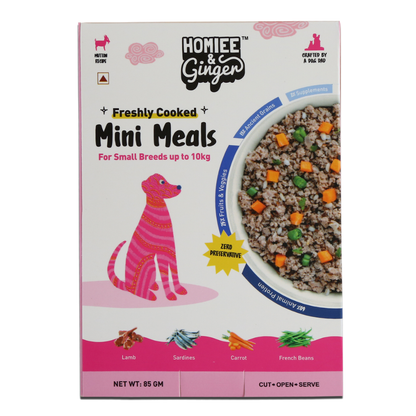 Homiee & Ginger Grain Free Mini Meals Surf & Turf, Fish Feista, Chicken & Barley Food for Dogs Combo