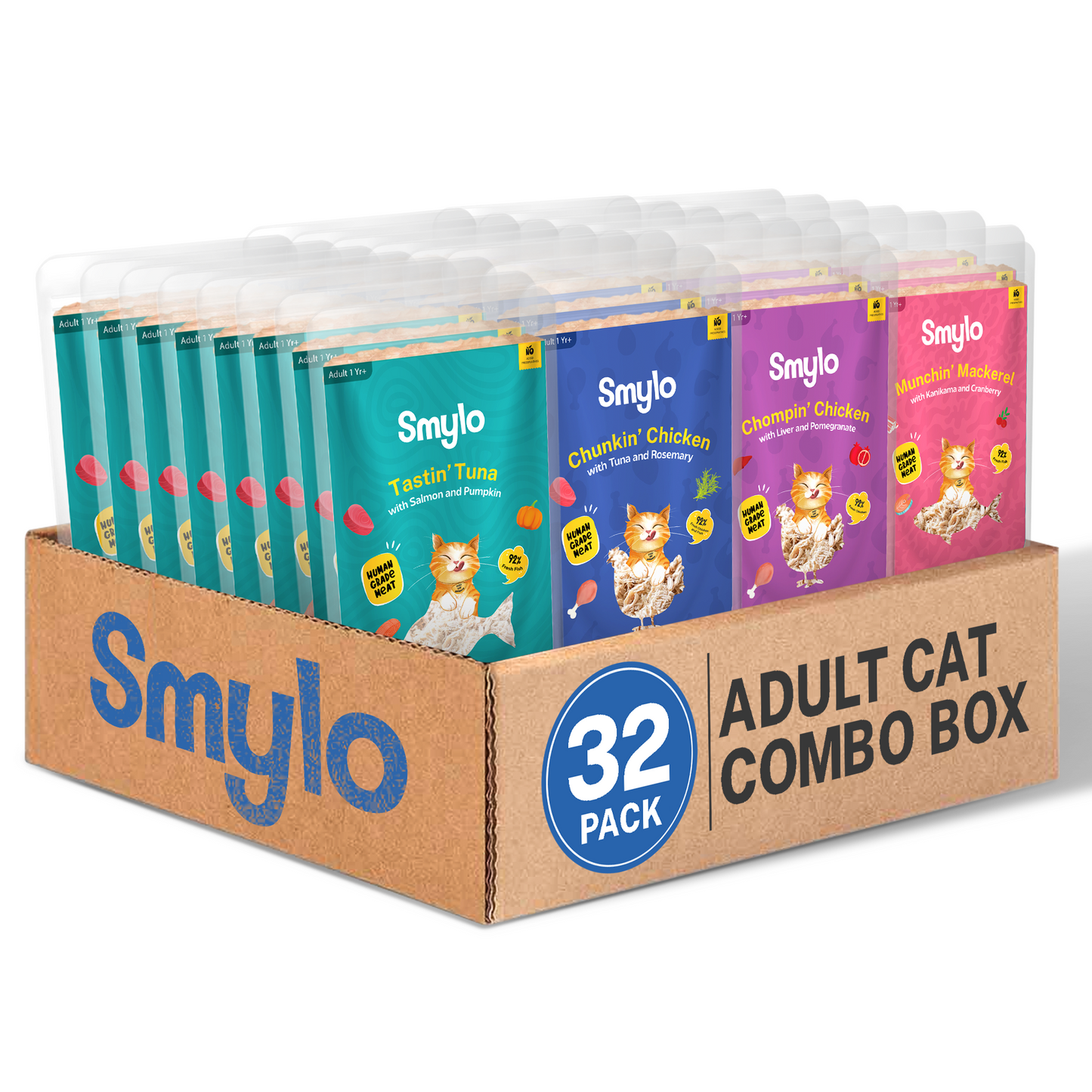 Smylo Adult Variety Combo, Tuna, Chicken & Mackerel, Fresh & No-Preservative Wet Cat Food