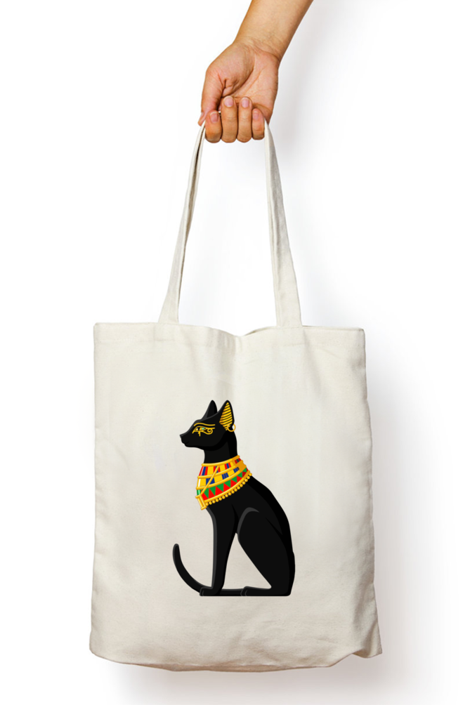 EverythingBoho Eqyptian Cat Designer Zipped Tote Bag
