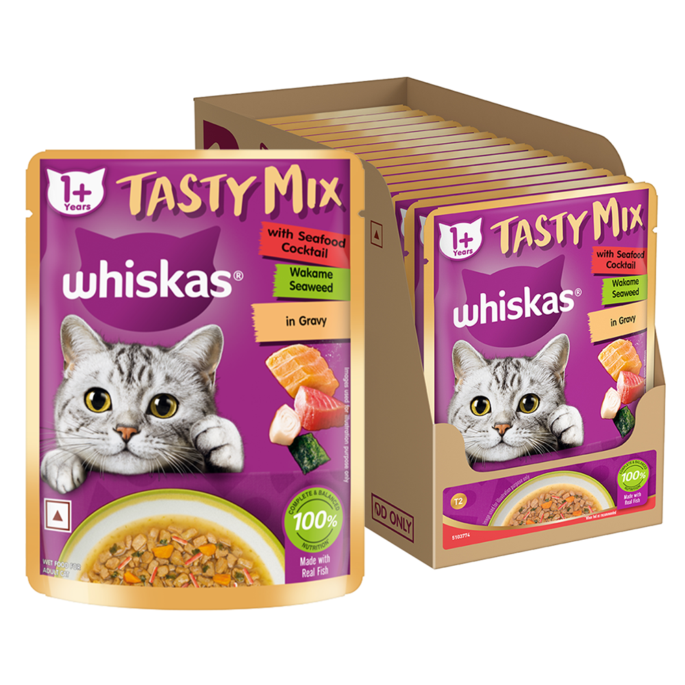 Whiskas Adult Wet Cat Food Combo |Chicken, Tuna & Seafood (Jelly & Gravy)