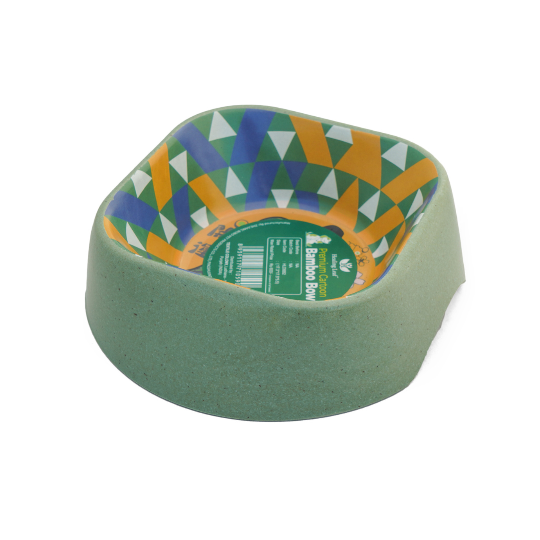 Healing Leaf Eco Friendly Cartoon Bamboo Bowl for Dogs and Cats (Green)