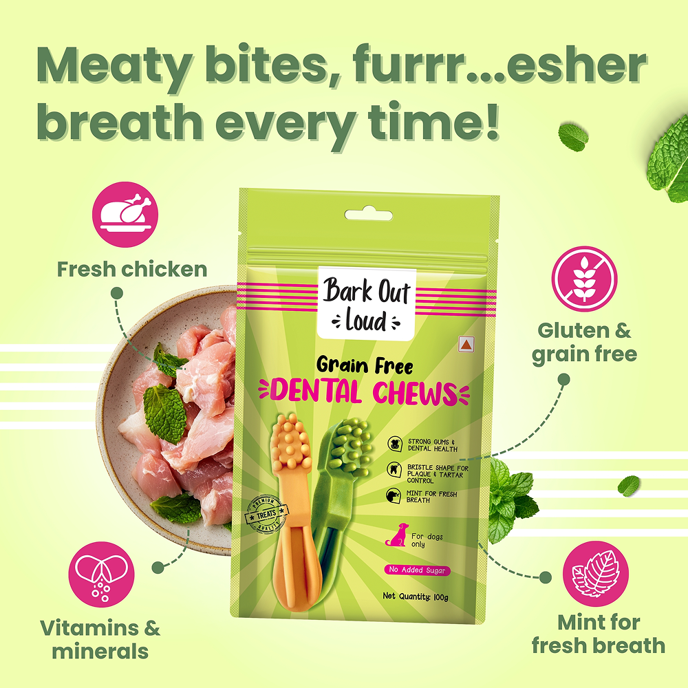 Bark Out Loud by Vivaldis Grain Free Chicken Dental Chews Dog Treats
