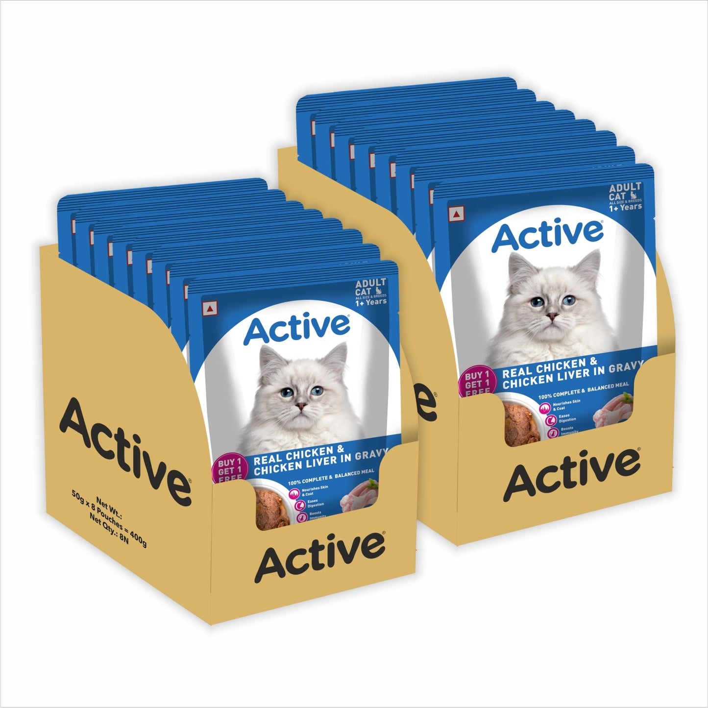 Active Real Chicken & Chicken Liver in Gravy Adult Cat Wet Food ( Buy 1 Get 1)