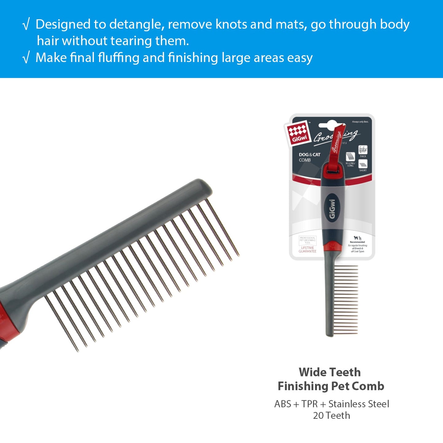 GiGwi Regular Comb for Dogs and Cats (Black)