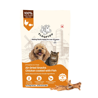Floofyou Air Dried High Protein Chicken with Fish Jerky Dog and Cat Treats