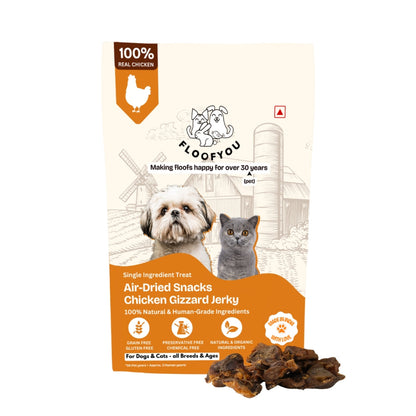 Floofyou Air Dried High Protein Chicken Gizzard Jerky Dog and Cat Treats
