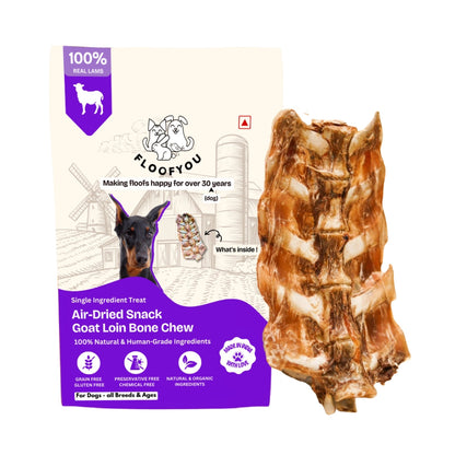 Floofyou Air Dried Goat Loin Bone Dental Chew Dog Treats
