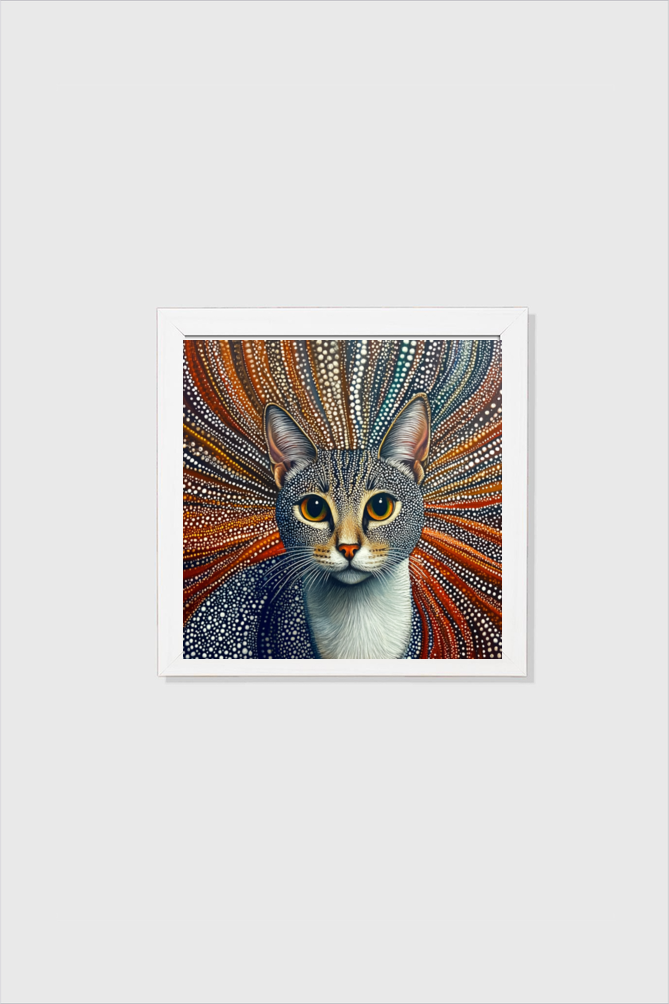 EverythingBoho Kusama Cat Wall Art (White)
