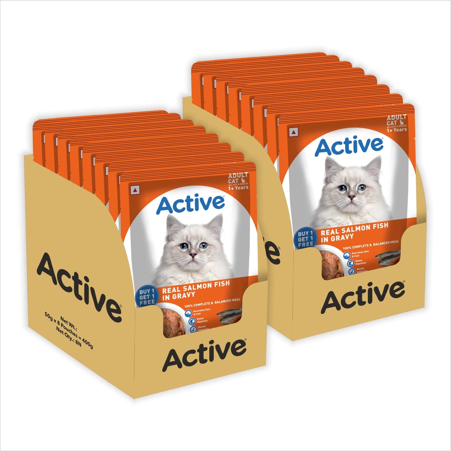 Active Real Salmon Fish in Gravy Adult Cat Wet Food ( Buy 1 Get 1 )