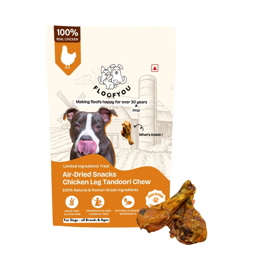Floofyou Air Dried Chicken Leg Tandoori Crunchy Dental Chew Dog Treats