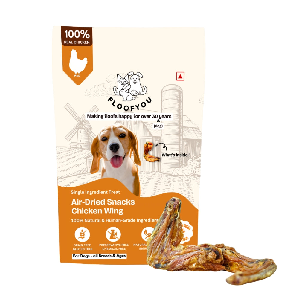 Floofyou Air Dried Chicken Wings Crunchy Dental Chew Dog Treats