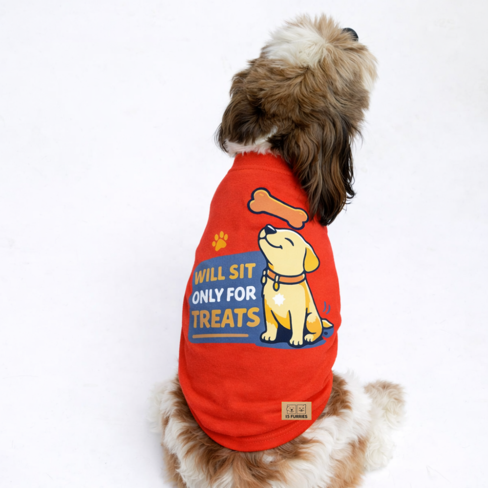 15 Furries Only Treats Sleeveless T shirts for Dogs (Red)