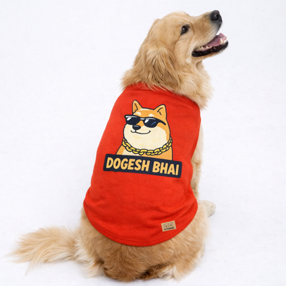 15 Furries Dogesh Bhai Sleeveless T shirts for Dogs (Red)