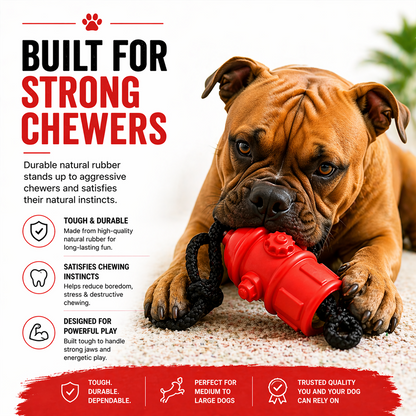 Talking Dog Club Sturdy Fire Hydrant Rubber & Rope Toy for Dogs (Red)