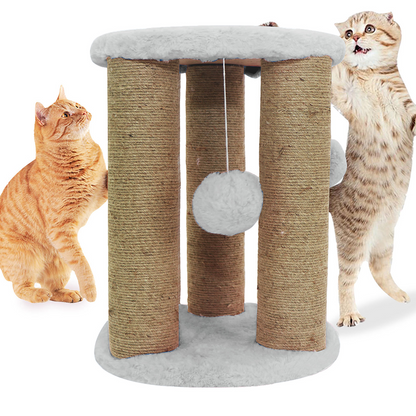 Furrlovers Natural Sisal & Scratching Post with Hanging Balls Playing Activity Tree for Cats (Grey)