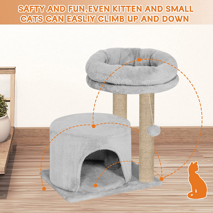 Furrlovers Tree with Condo & Elevated Perch for Cats (Grey)