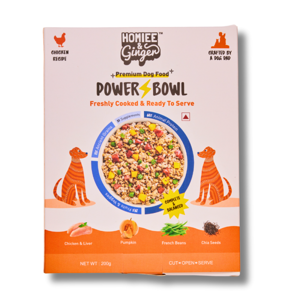 Homiee & Ginger Power Bowl Surf & Turf, Fish Fiesta and Chicken & Barley Fresh Food for Dogs Combo