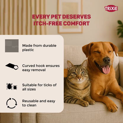 Trixie Tick Tweezers Plastic for Cats and Dogs (White)