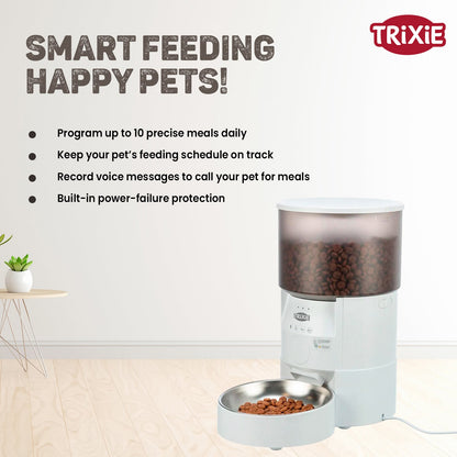 Trixie TX S Smart Automatic Food Dispenser for Dogs and Cats (White)