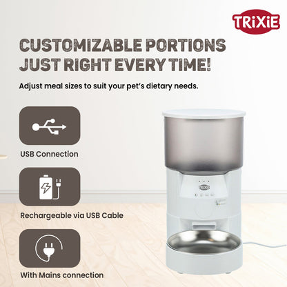 Trixie TX S Smart Automatic Food Dispenser for Dogs and Cats (White)