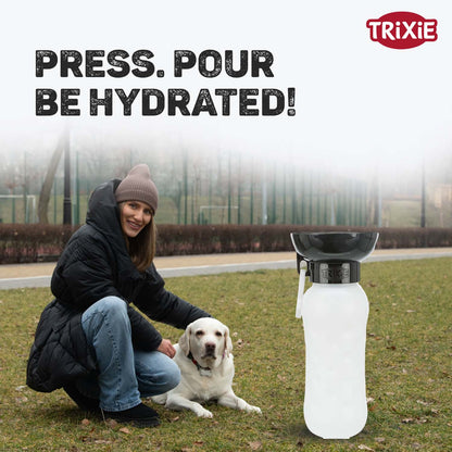Trixie Travel Bottle with Bowl for Dogs and Cats (Black)