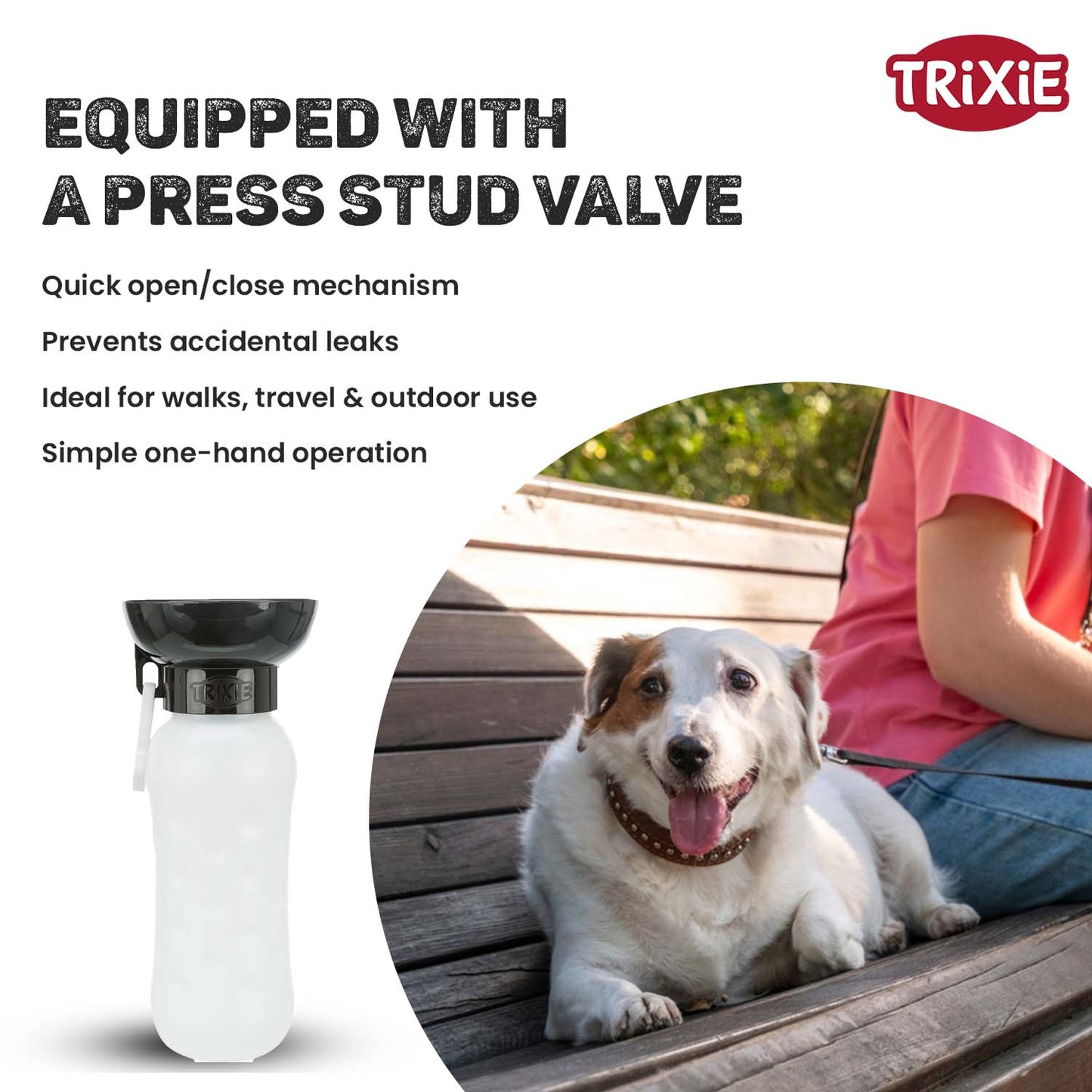 Trixie Travel Bottle with Bowl for Dogs and Cats (Black)