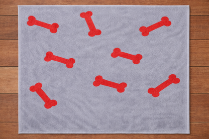 Talking Dog Club Bone Print Viscose Blanket for Dogs (Grey and Red Bone)