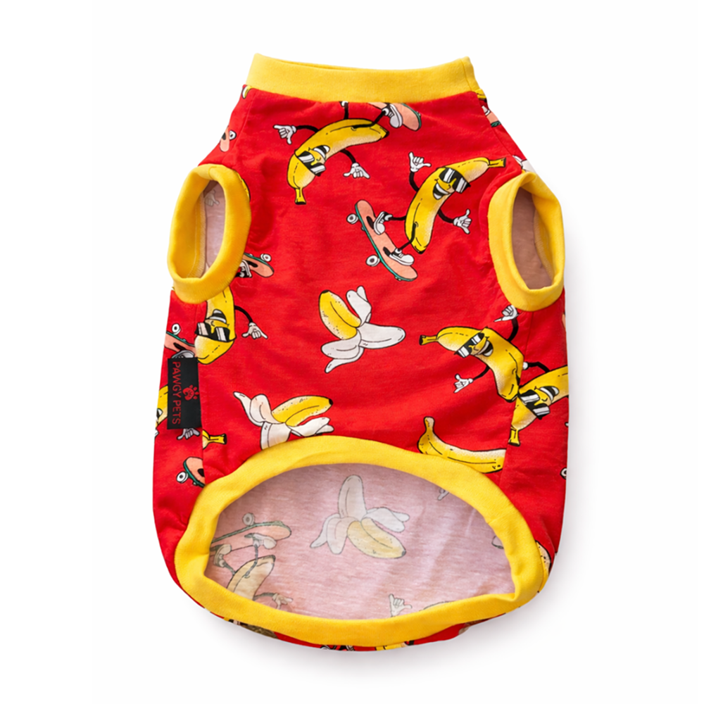 Pawgypets Banana Tshirt for Dogs (Red)