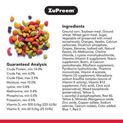 ZuPreem FruitBlend Flavor with Natural Flavors Avian Diets Small Bird Food
