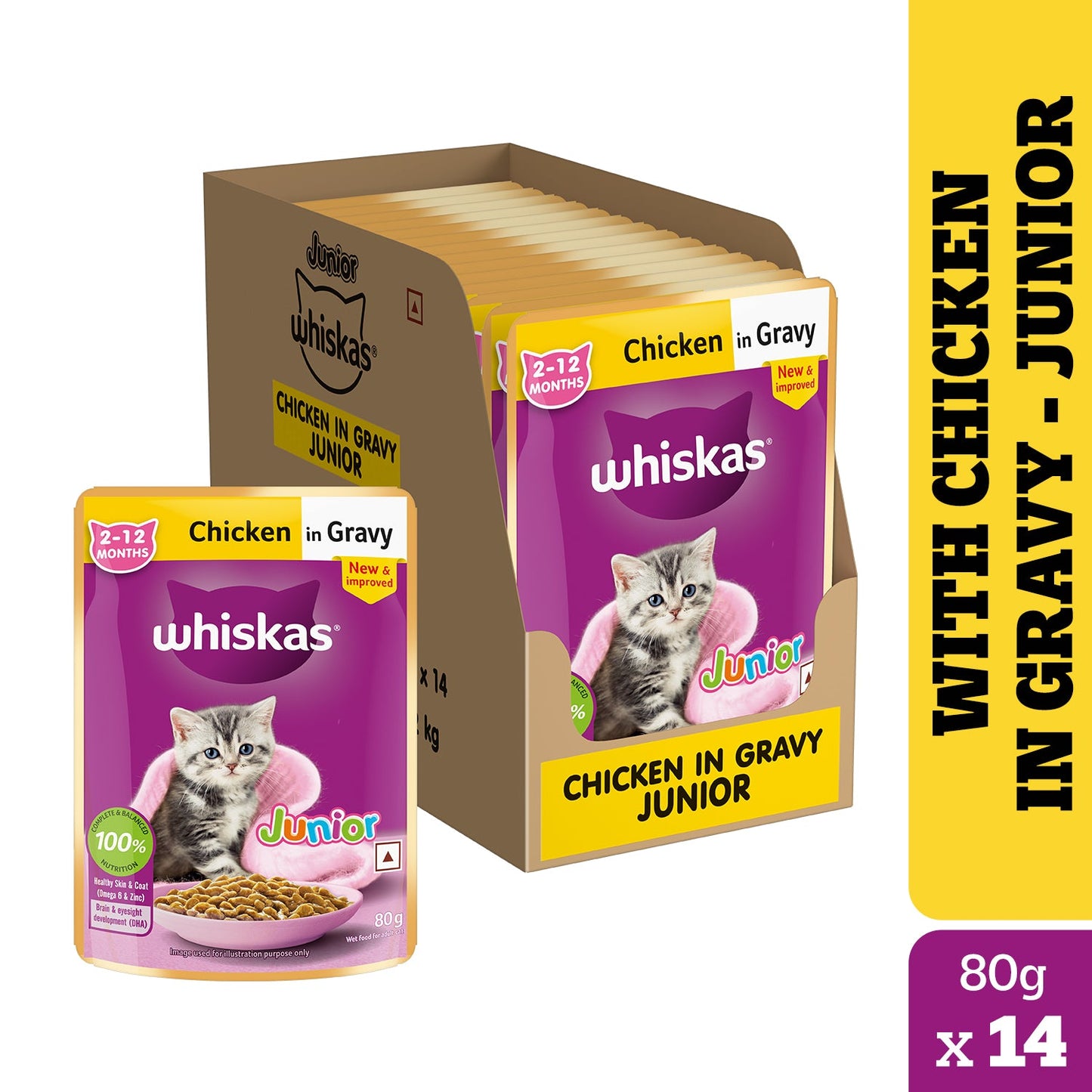 Whiskas Kitten Wet Food Value Combo |Chicken, Tuna & Mackerel