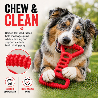 Talking Dog Club Tug Off Natural Rubber Chew Toy for Dogs (Red)