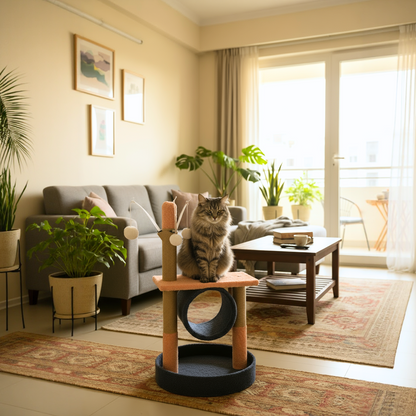FurryLiving Canyon Multi Level Cat Tree with Tunnel, Toys and Scratching Post for Cats and Kittens