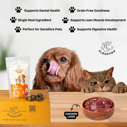 Floofyou Air Dried High Protein Chicken Liver Jerky Dog Treats