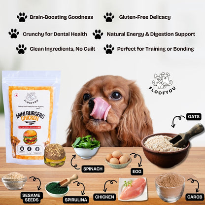 Floofyou Mini Burger Chicken Oven Baked Cookie Dog Treats
