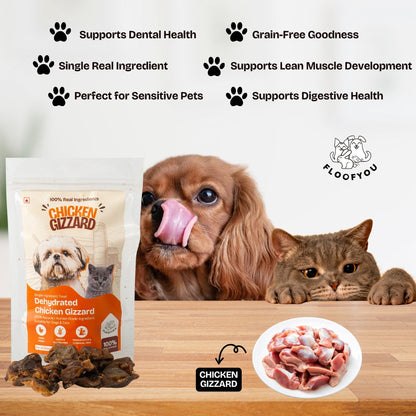 Floofyou Air Dried High Protein Chicken Gizzard Jerky Dog and Cat Treats