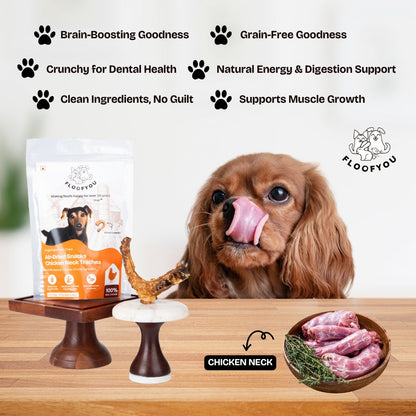 Floofyou Air Dried Chicken Neck Crunchy Dental Chew Dog Treats