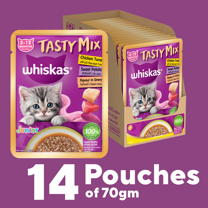 Whiskas Kitten Tasty Mix Wet Food Combo |Chicken, Tuna, Seafood & Salmon