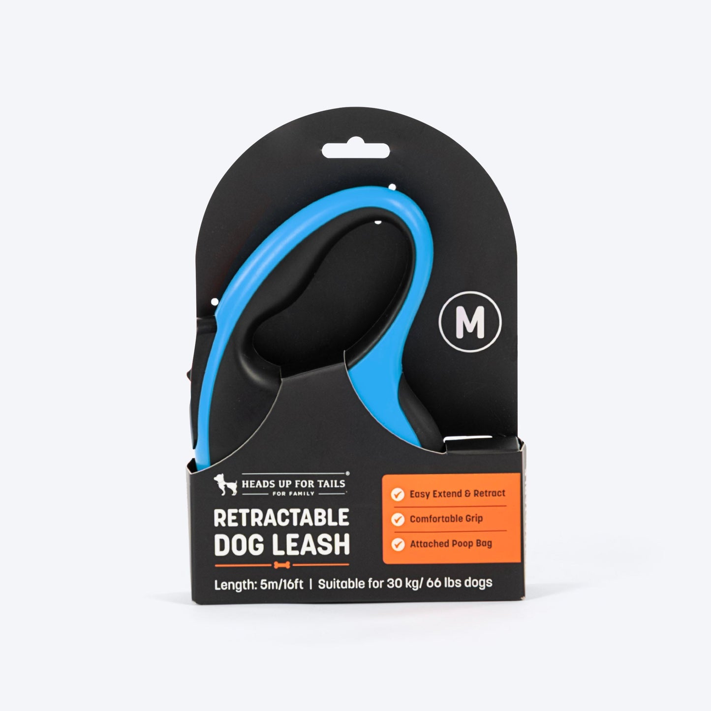 HUFT Retractable Leash With Poop Bag Dispenser for Dogs (Blue)