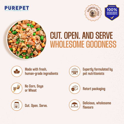 Purepet Pack of 7 Mutton, Chicken, Vegetable & Pumpkin Biryani Fresh Food for Dogs