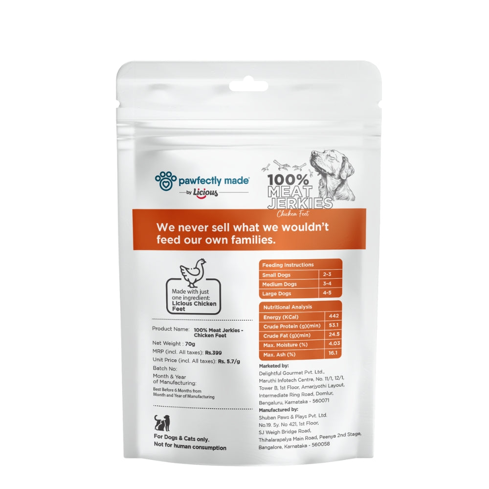 Pawfectly Made By Licious Dehydrated Chicken Heart and Feet Jerky Dog Treat Combo