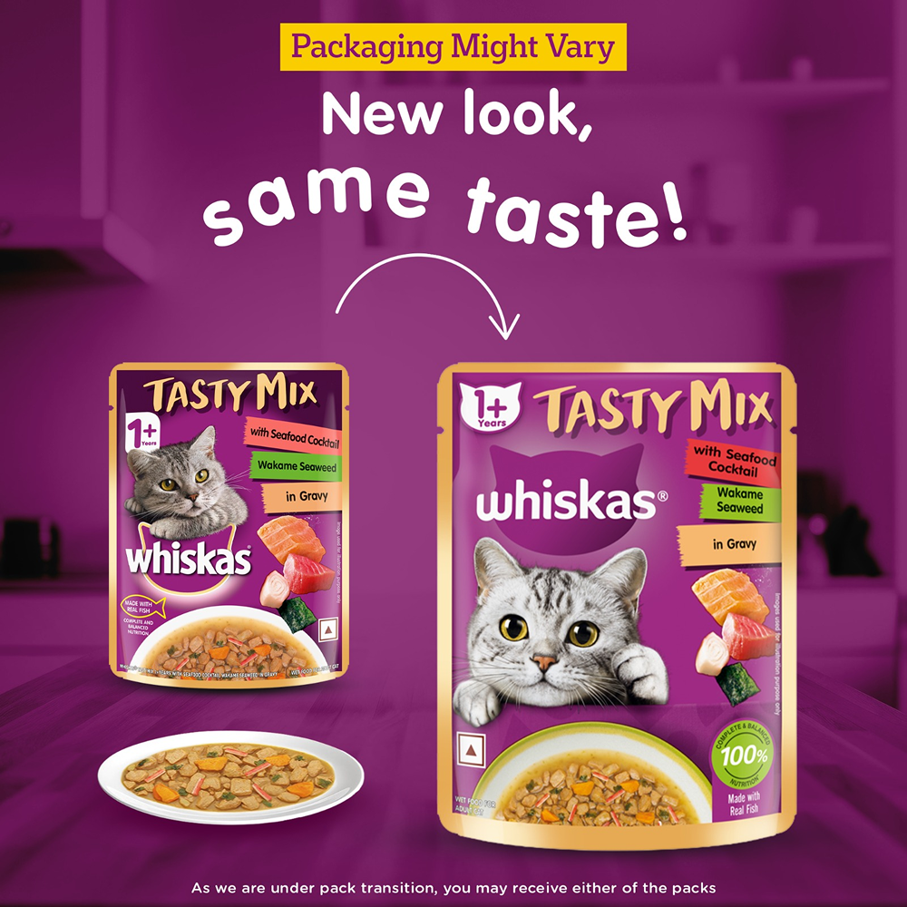 Whiskas Adult Wet Cat Food Combo |Chicken, Tuna & Seafood (Jelly & Gravy)