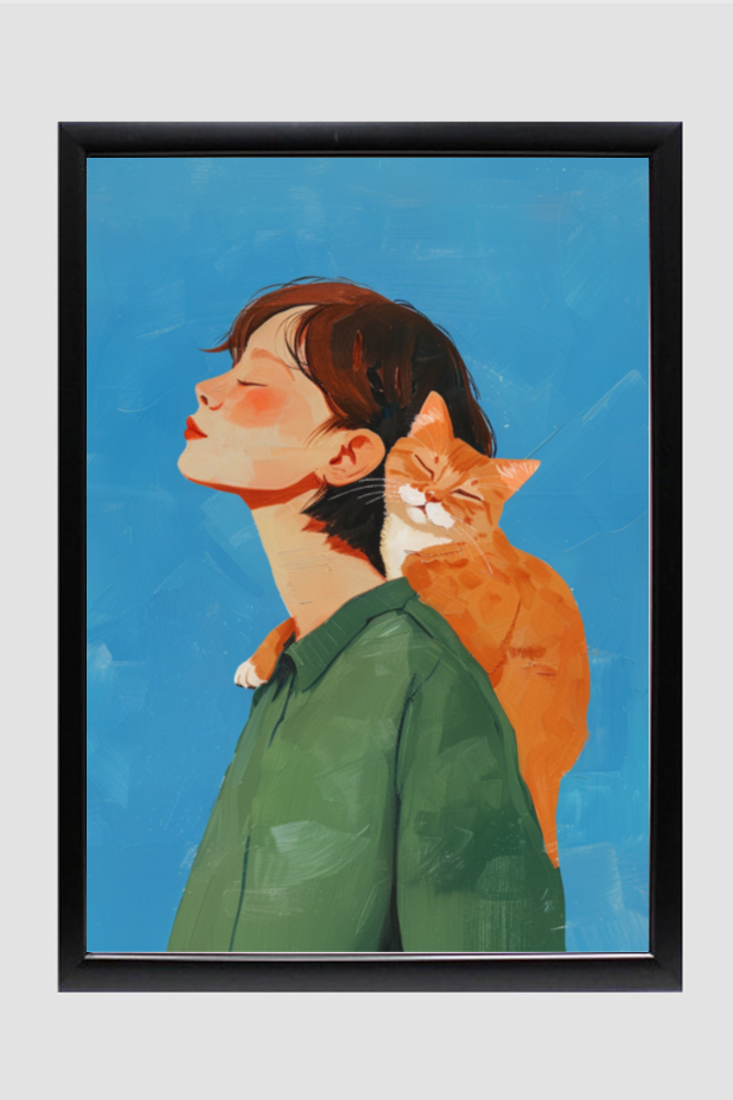 EverythingBoho Cat & Me Wall Art (Black)