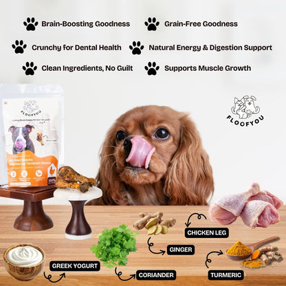 Floofyou Air Dried Chicken Leg Tandoori Crunchy Dental Chew Dog Treats