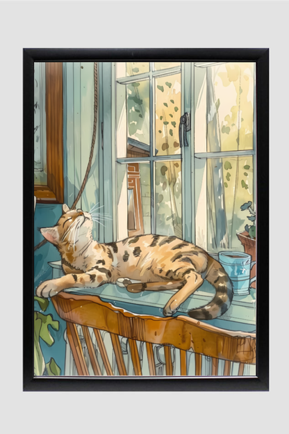 EverythingBoho The Chilling Cat Boho Wall Art (Black)