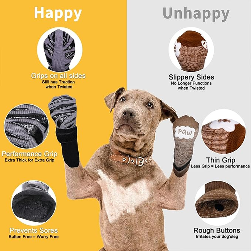 KUTKUT Non Slip Socks for Dogs (Grey)