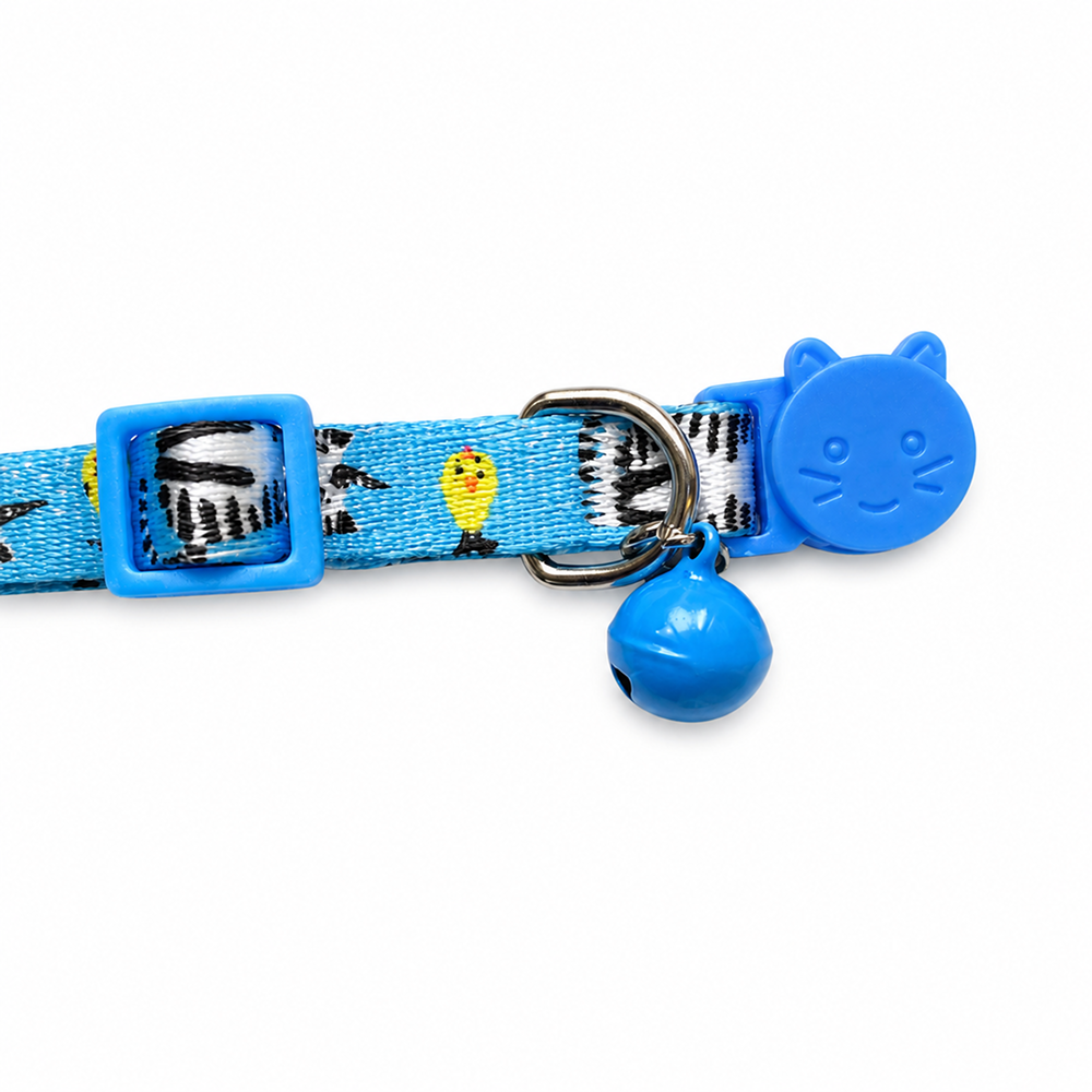 Talking Dog Club Everyday Collar with Unicorn Cat Bell for Cats (Blue)