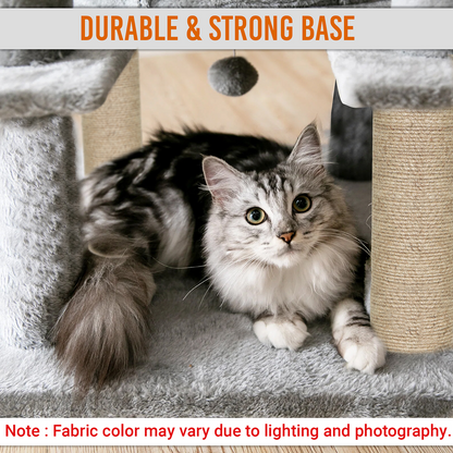 Furrlovers Multi-Level Cat Tree Tower with Scratching Posts, Hammock & Condo (Grey)