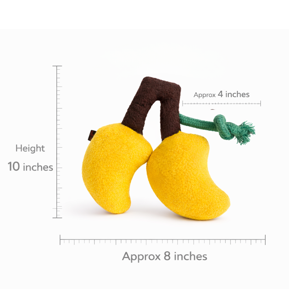 Pawgypets Mango Plush with Rope Toy for Dogs (Yellow)
